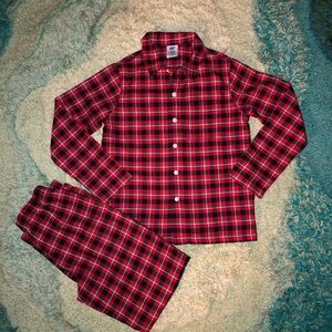 Lands' End Kids Red Plaid Pajama Set